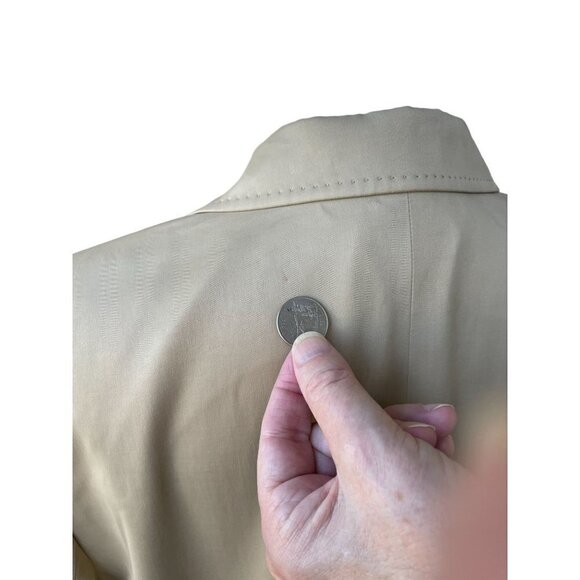 Entier Classiques Blazer Jacket Sz 16 Tan Lined One Button Decorative Stitching - Picture 10 of 10